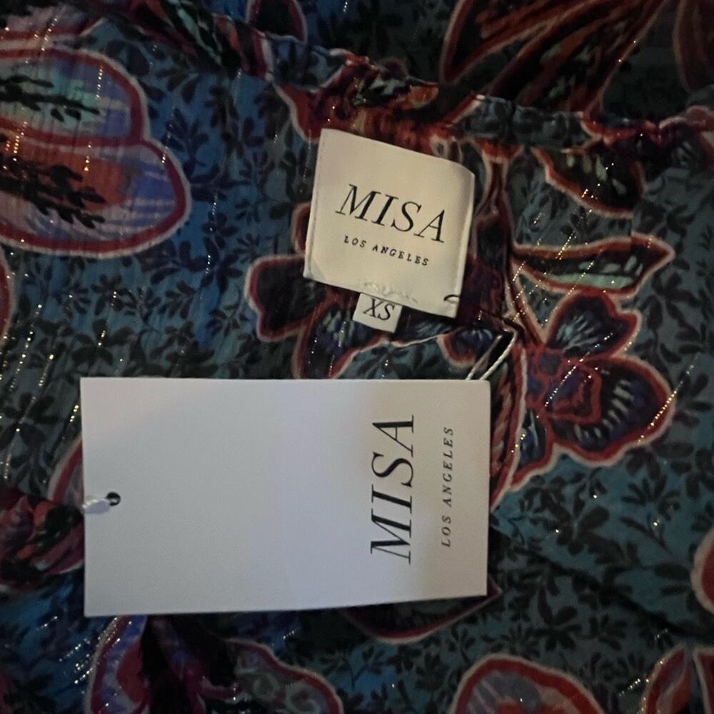 MISA LA Tara Cerulean Mini Dress XS NWT Fairy Ethereal Boho Handkerchief Hem - Picture 12 of 13